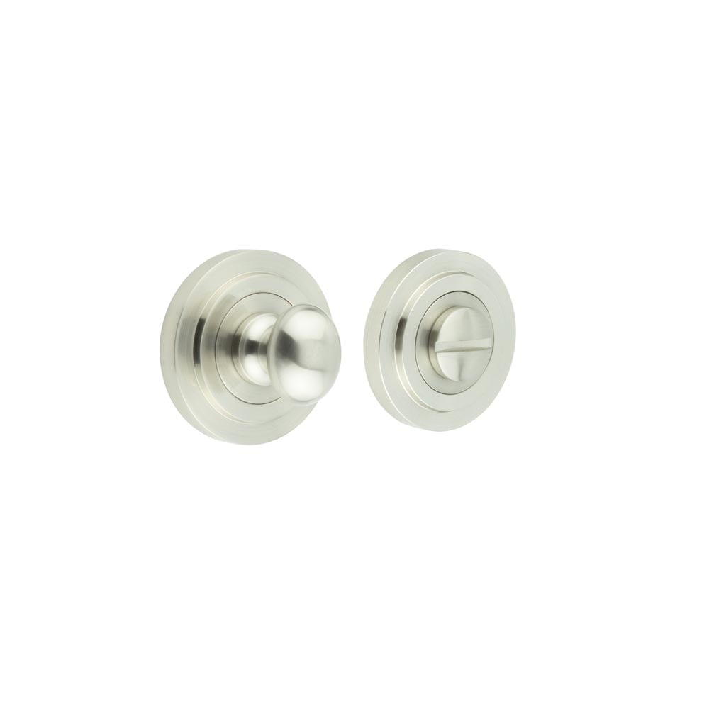 This is an image showing the Frelan - Burlington Turns & Releases Inner 1 Stepped Rose Satin Nickel available to order from Trade Door Handles in Kendal