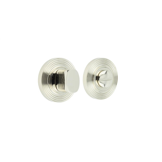High quality image of Burlington - Turns & Releases Inner 3 Reeded Rose Polished Nickel Sku. BUR-81PN-53PN