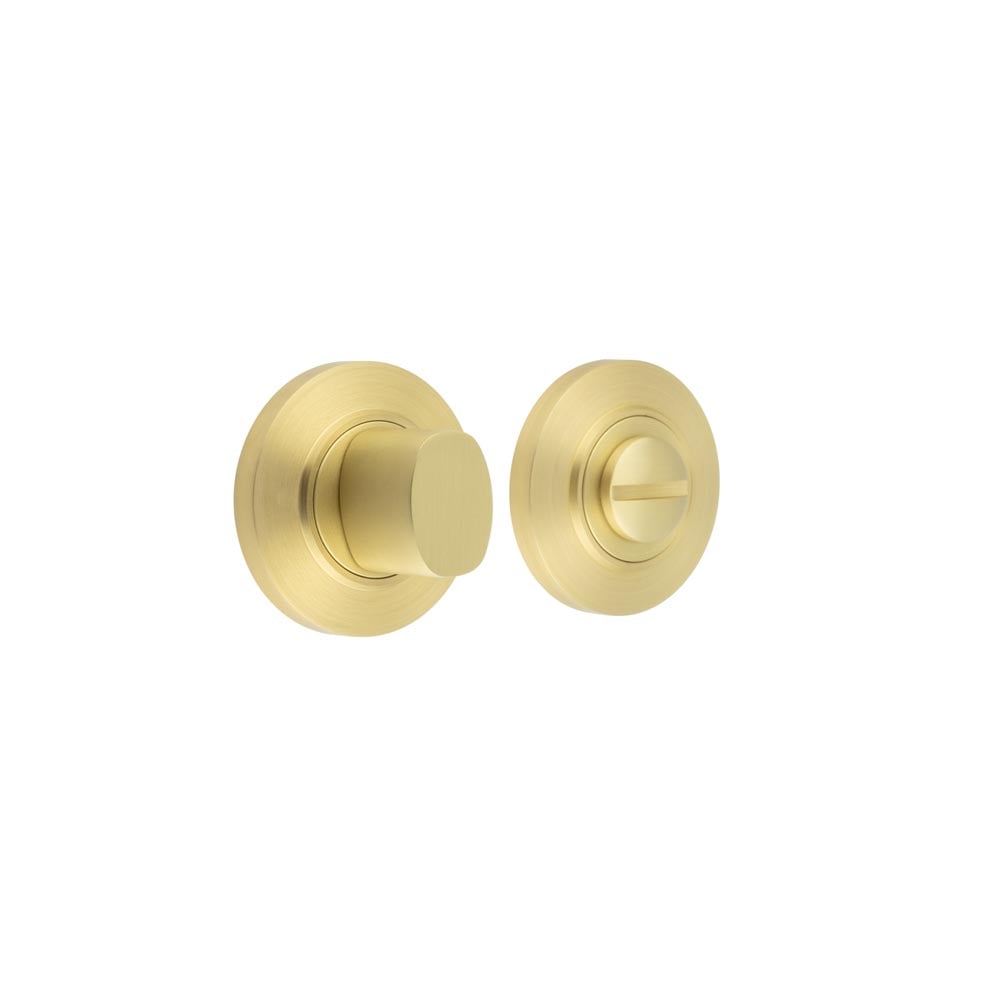 This is an image showing the Frelan - Burlington Turns & Releases Inner 3 Chamfered Rose Satin Brass available to order from Trade Door Handles in Kendal