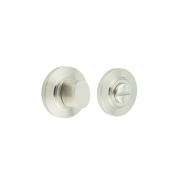 This is an image showing the Frelan - Burlington Turns & Releases Inner 3 Chamfered Rose Satin Nickel available to order from Trade Door Handles in Kendal