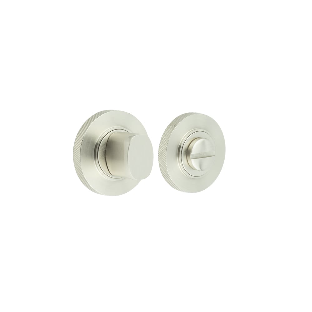 This is an image showing the Frelan - Burlington Turns & Releases Inner 3 Knurled Rose Satin Nickel available to order from Trade Door Handles in Kendal