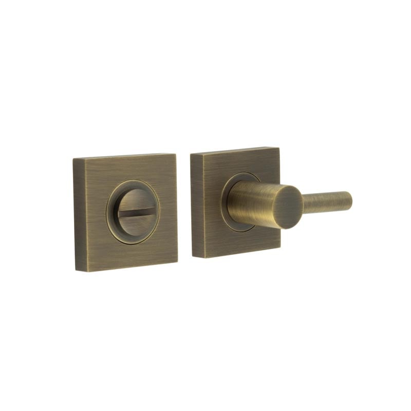 This is an image showing the Frelan - Burlington Easy Turn & Release Square Plain Rose Antique Brass available to order from Trade Door Handles in Kendal