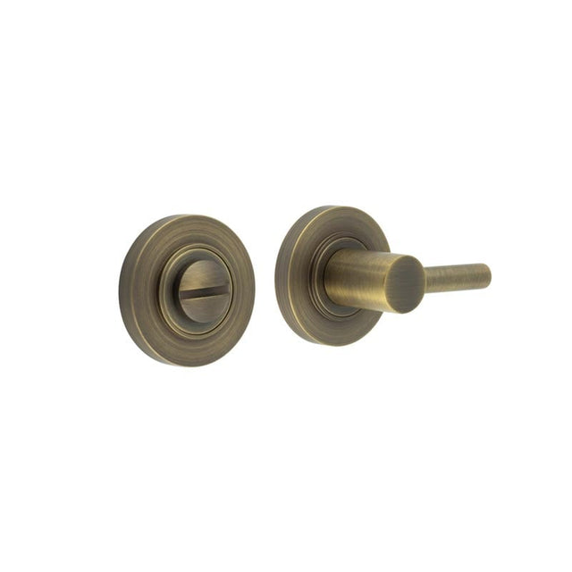 This is an image showing the Frelan - Burlington Easy Turn & Release Plain Rose Antique Brass available to order from Trade Door Handles in Kendal