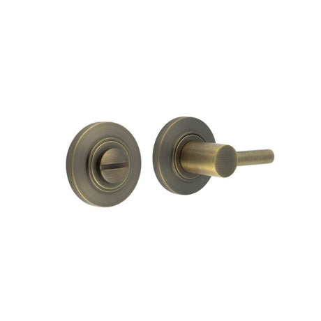 This is an image showing the Frelan - Burlington Easy Turn & Release Chamfered Rose Antique Brass available to order from Trade Door Handles in Kendal