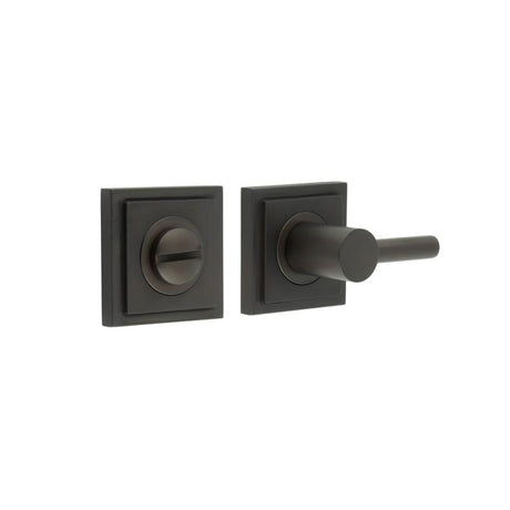 This is an image showing the Frelan - Burlington Easy Turn & Release Square Stepped Rose Dark Bronze available to order from Trade Door Handles in Kendal