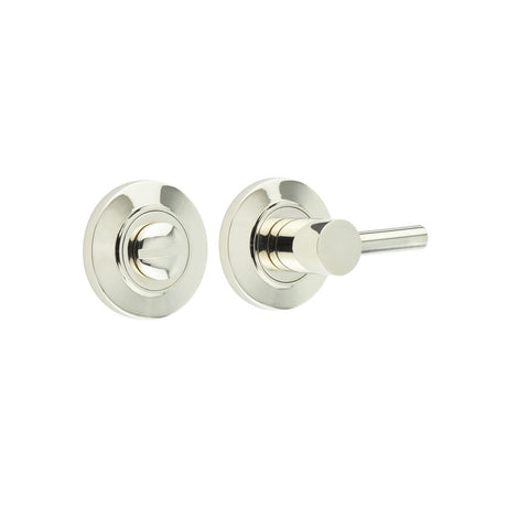 This is an image showing the Frelan - Burlington Easy Turn & Release Chamfered Rose Polished Nickel available to order from Trade Door Handles in Kendal