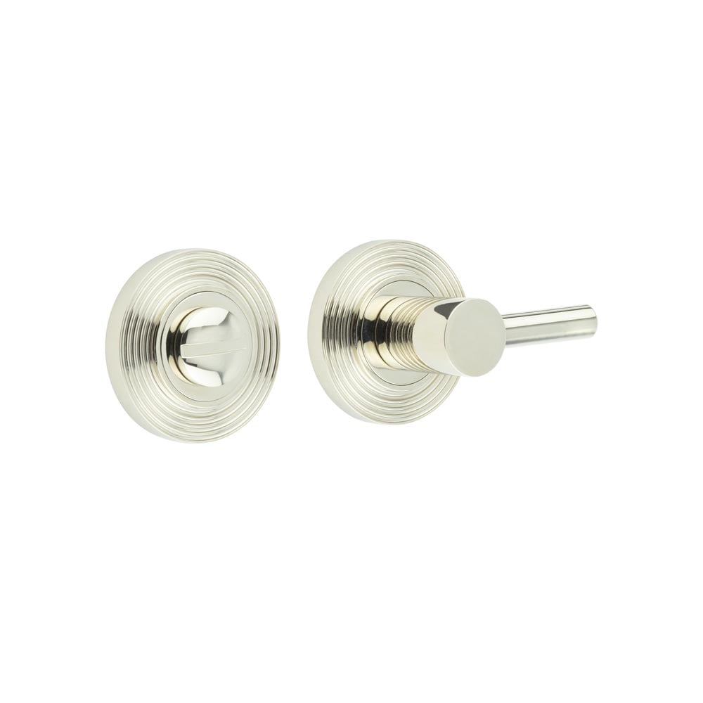 This is an image showing the Frelan - Burlington Easy Turn & Release Reeded Rose Polished Nickel available to order from Trade Door Handles in Kendal