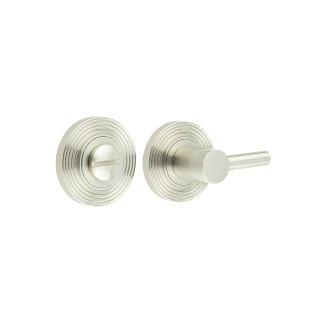 This is an image showing the Frelan - Burlington Easy Turn & Release Reeded Rose Satin Nickel available to order from Trade Door Handles in Kendal