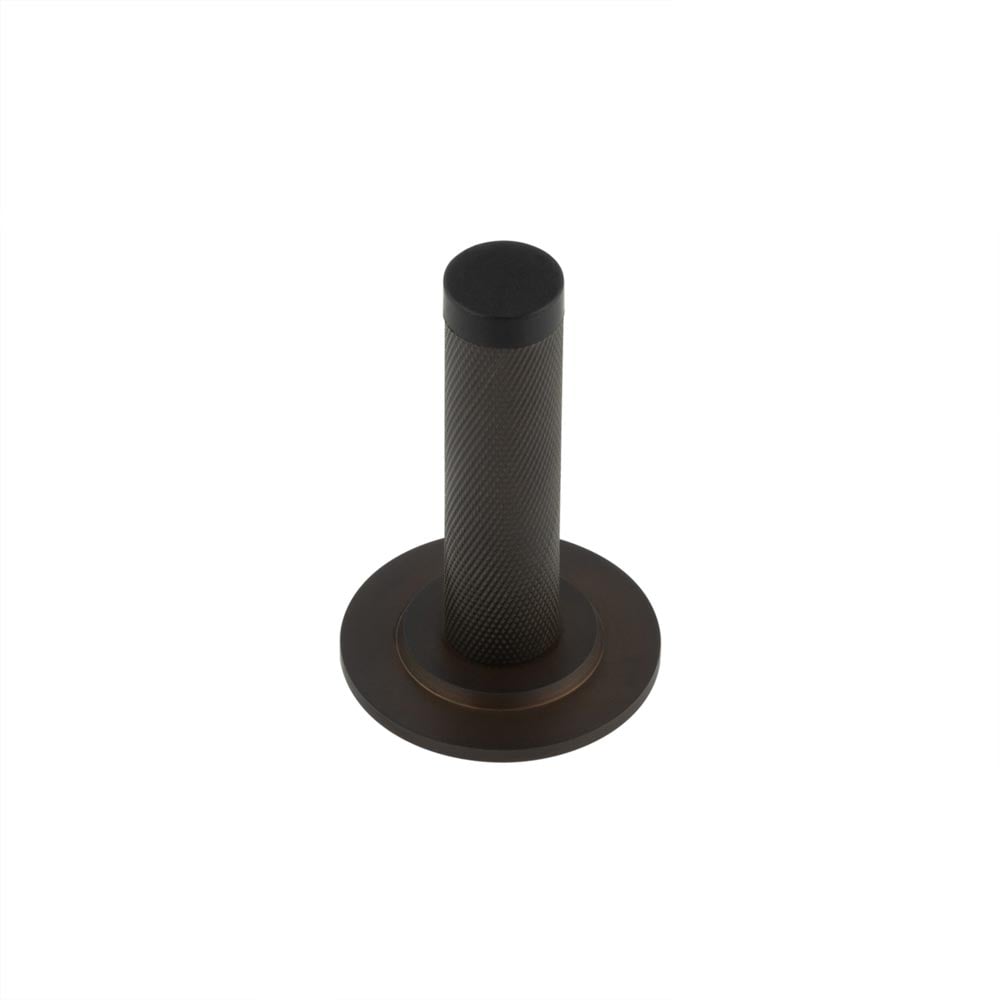 This is an image showing the Frelan - Burlington Knurled Wall Mounted Doorstops Stepped Rose Dark Bronze available to order from Trade Door Handles in Kendal