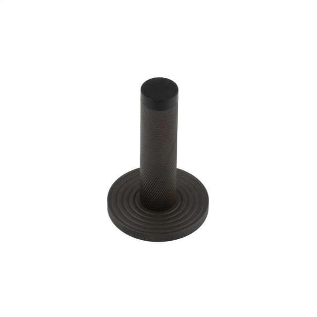 High quality image of Burlington - Knurled Wall Mounted Doorstops Reeded Rose Dark Bronze Sku. BUR-968DB-974DB