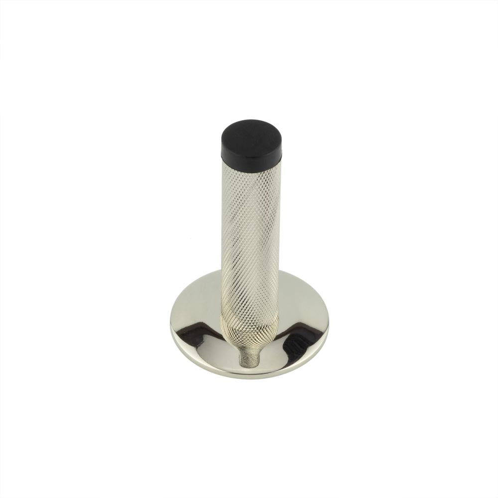 High quality image of Burlington - Knurled Wall Mounted Doorstops Chamfered Rose Polished Nickel Sku. BUR-968PN-972PN