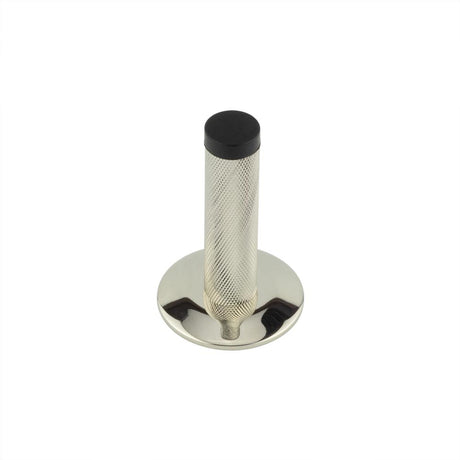 High quality image of Burlington - Knurled Wall Mounted Doorstops Chamfered Rose Polished Nickel Sku. BUR-968PN-972PN