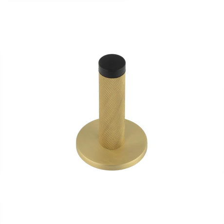 This is an image showing the Frelan - Burlington Knurled Wall Mounted Doorstops Plain Rose Satin Brass available to order from Trade Door Handles in Kendal