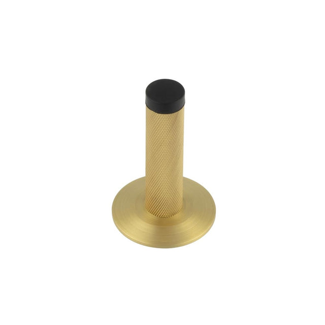 This is an image showing the Frelan - Burlington Knurled Wall Mounted Doorstops Chamfered Rose Satin Brass available to order from Trade Door Handles in Kendal