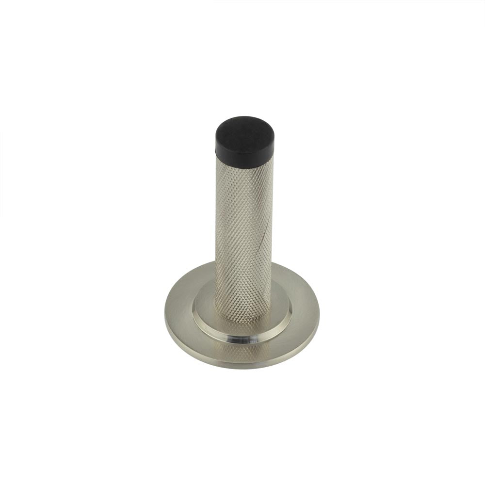 High quality image of Burlington - Knurled Wall Mounted Doorstops Stepped Rose Satin Nickel Sku. BUR-968SN-973SN