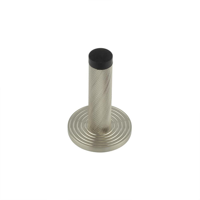High quality image of Burlington - Knurled Wall Mounted Doorstops Reeded Rose Satin Nickel Sku. BUR-968SN-974SN
