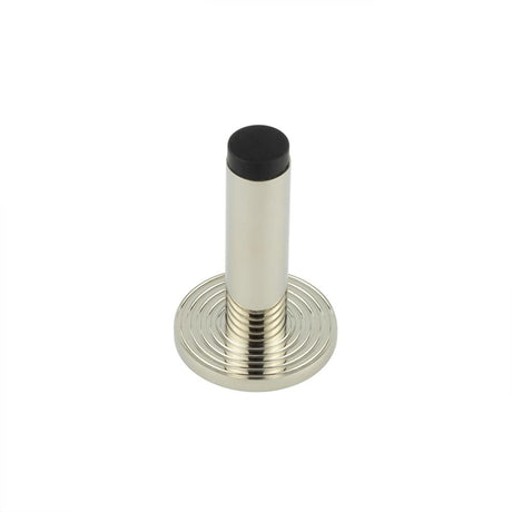 This is an image showing the Frelan - Burlington Plain Wall Mounted Door Stops Reeded Rose Polished Nickel available to order from Trade Door Handles in Kendal