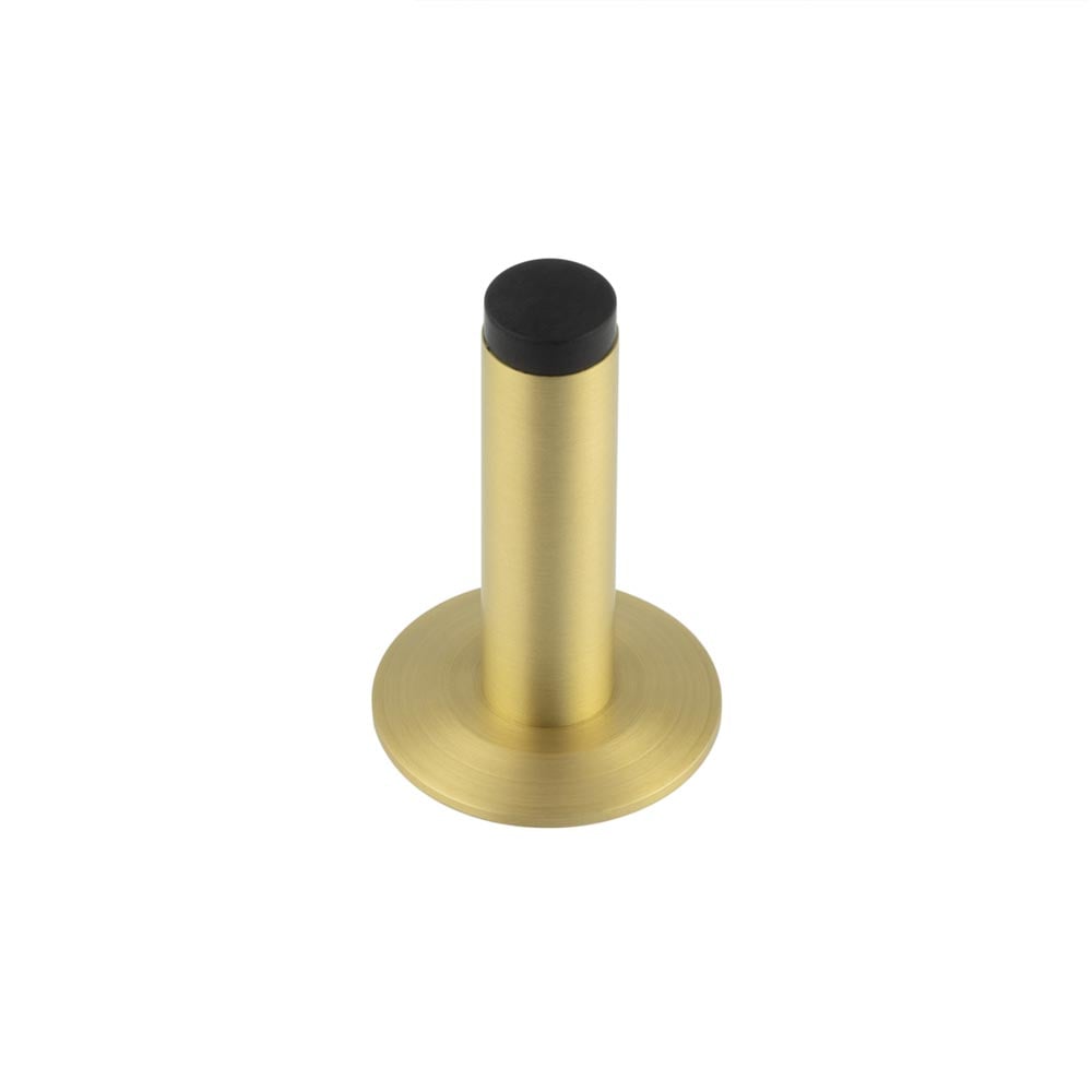 This is an image showing the Frelan - Burlington Plain Wall Mounted Door Stops Chamfered Rose Satin Brass available to order from Trade Door Handles in Kendal