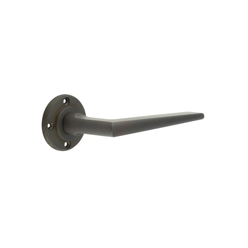 This is an image showing the Burlington - Mayfair lever on rose - Dark Bronze available to order from Trade Door Handles in Kendal