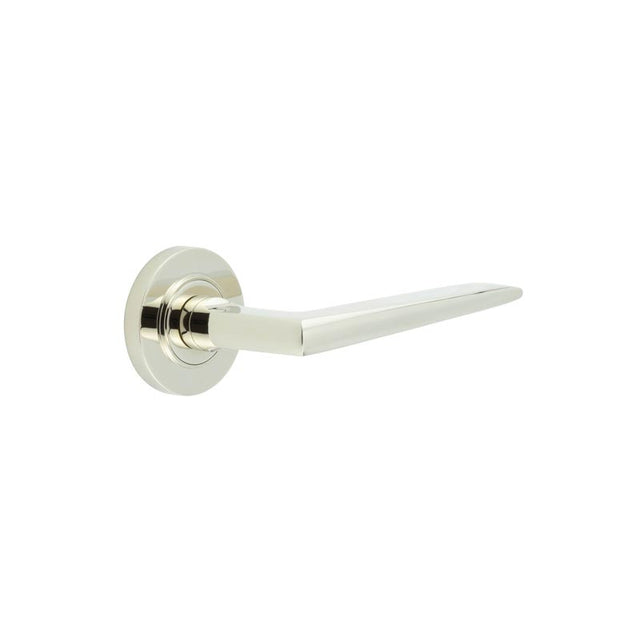 High quality image of Burlington - Mayfair Door Handle on Plain Rose Polished Nickel Sku. BUR10KIT157