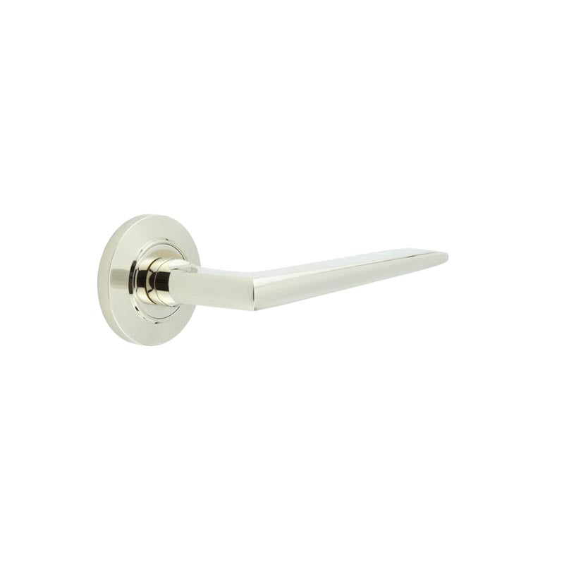 High quality image of Burlington - Mayfair Door Handle on Chamfered Rose Polished Nickel Sku. BUR10KIT158