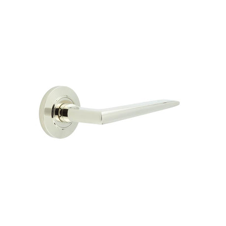 High quality image of Burlington - Mayfair Door Handle on Chamfered Rose Polished Nickel Sku. BUR10KIT158