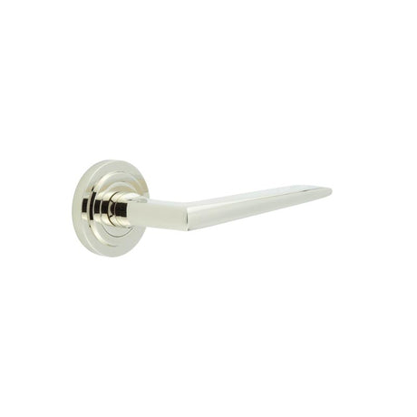 High quality image of Burlington - Mayfair Door Handle on Stepped Rose Polished Nickel Sku. BUR10KIT159