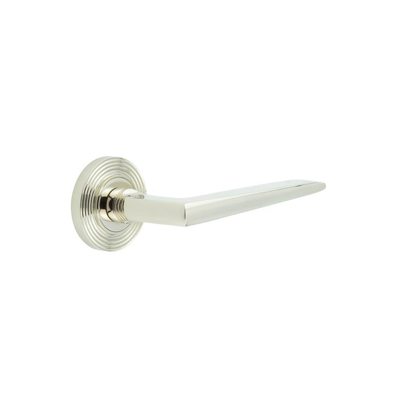 High quality image of Burlington - Mayfair Door Handle on Reeded Rose Polished Nickel Sku. BUR10KIT160