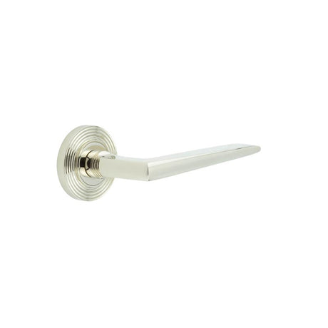 High quality image of Burlington - Mayfair Door Handle on Reeded Rose Polished Nickel Sku. BUR10KIT160