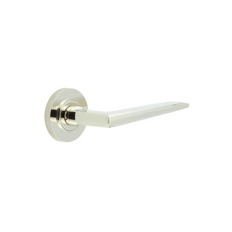 High quality image of Burlington - Mayfair Door Handle on Knurled Rose Polished Nickel Sku. BUR10KIT161