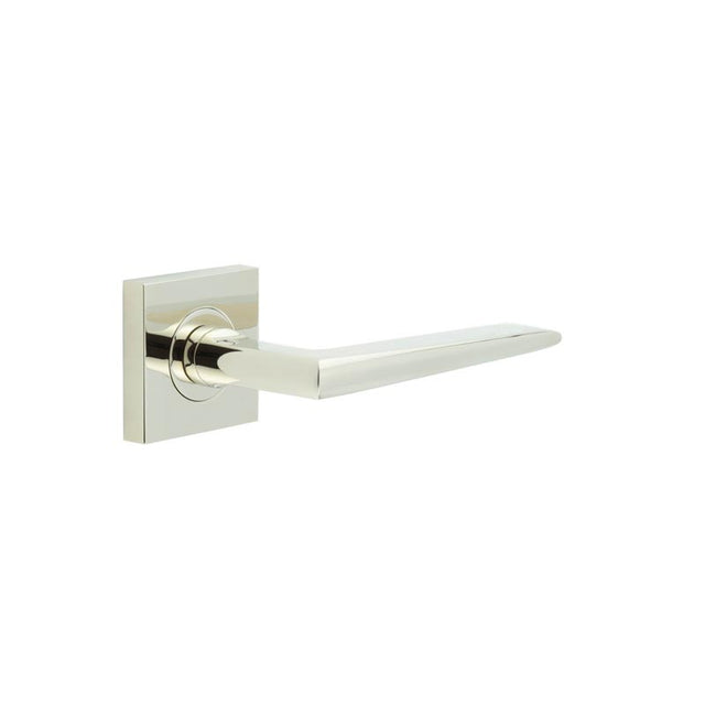 High quality image of Burlington - Mayfair Door Handle on Square Plain Rose Polished Nickel Sku. BUR10KIT162