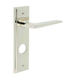 High quality image of Burlington - Mayfair Door Handle Din Bathroom Backplate Polished Nickel Sku. BUR10KIT169