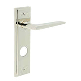 High quality image of Burlington - Mayfair Door Handle Din Bathroom Backplate Polished Nickel Sku. BUR10KIT169