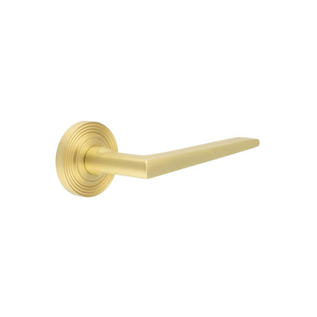 High quality image of Burlington - Mayfair Door Handles Reeded Rose Satin Brass Sku. BUR10KIT238