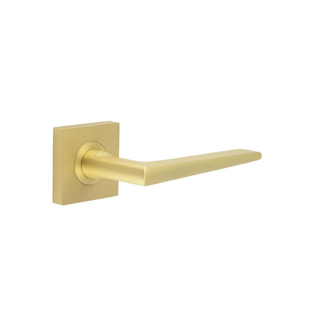 High quality image of Burlington - Mayfair Door Handles Square Plain Satin Brass Sku. BUR10KIT240