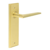 High quality image of Burlington - Mayfair Door Handle Latch Backplate Satin Brass Sku. BUR10KIT242
