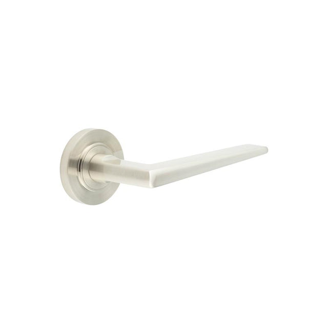 High quality image of Burlington - Mayfair Door Handle on Plain Rose Satin Nickel Sku. BUR10KIT313