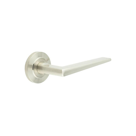 High quality image of Burlington - Mayfair Door Handle on Chamfered Rose Satin Nickel Sku. BUR10KIT314