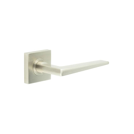 High quality image of Burlington - Mayfair Door Handle on Square Plain Rose Satin Nickel Sku. BUR10KIT318