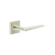 This is an image showing the Frelan - Mayfair Door Handle on Square Stepped Rose Satin Nickel available to order from Trade Door Handles in Kendal