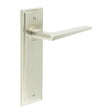 High quality image of Burlington - Mayfair Door Handle Latch Backplate Satin Nickel Sku. BUR10KIT320