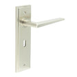 High quality image of Burlington - Mayfair Door Handle Lock Backplate Satin Nickel Sku. BUR10KIT321