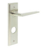 High quality image of Burlington - Mayfair Door Handle Din Bathroom Backplate Satin Nickel Sku. BUR10KIT325
