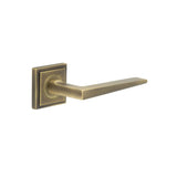 High quality image of Burlington - Mayfair Door Handle on Square Stepped Rose Antique Brass Sku. BUR10KIT7
