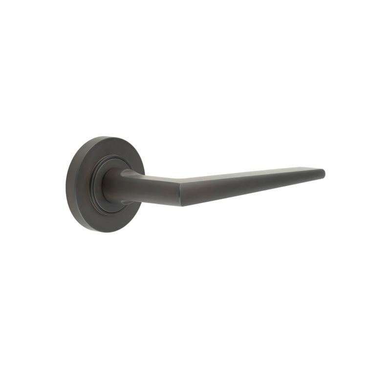 This is an image showing the Frelan - Mayfair Door Handle on Plain Rose Dark Bronze available to order from Trade Door Handles in Kendal