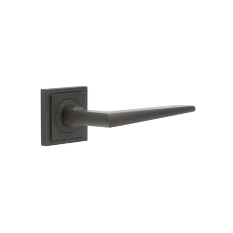 High quality image of Burlington - Mayfair Door Handle on Square Stepped Rose Dark Bronze Sku. BUR10KIT85