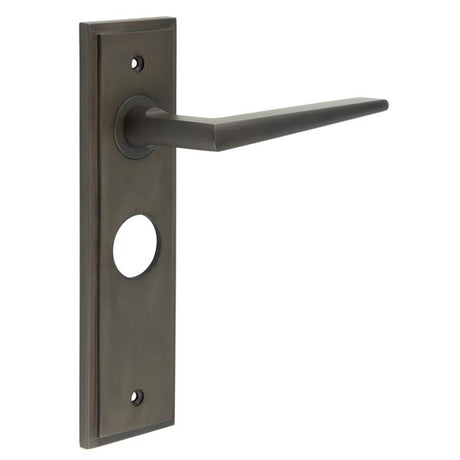 High quality image of Burlington - Mayfair Door Handle Bathroom Backplate Dark Bronze Sku. BUR10KIT88