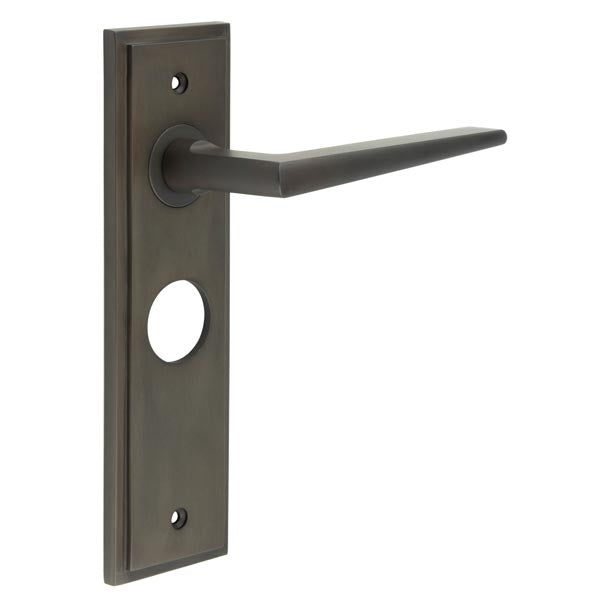 High quality image of Burlington - Mayfair Door Handle Bathroom Backplate Dark Bronze Sku. BUR10KIT88