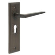 High quality image of Burlington - Mayfair Door Handle Euro Backplate Dark Bronze Sku. BUR10KIT89