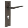 High quality image of Burlington - Mayfair Door Handle Din Euro Backplate Dark Bronze Sku. BUR10KIT90